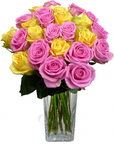 Букет из желтых и розовых роз - Mixed pink and yellow roses