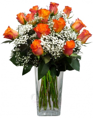 Букет из оранжевых роз, гипсофилла - Orange roses, gypsophila