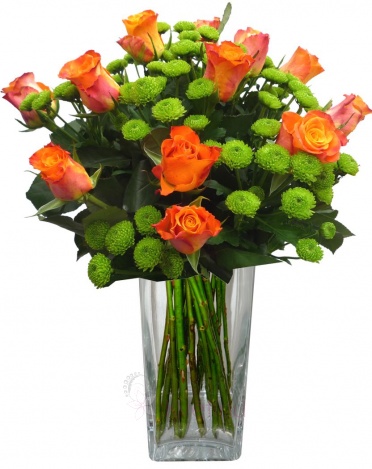 Mixed bouquet of orange roses, santini - Orange rose, santini