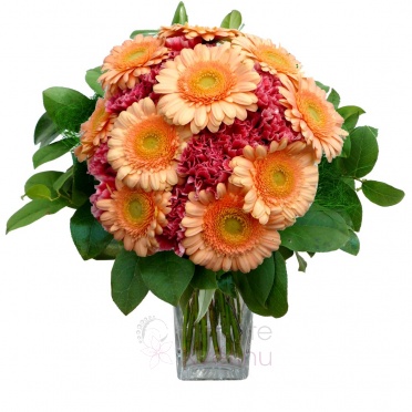 букет микс - гвоздика, гербера, зелень - carnation, gerbera, greenery