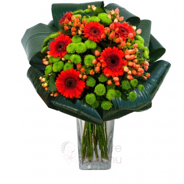 букет микс - гербера, Сантини, зверобой, зелень - gerberas, santini, hypericum, greenery