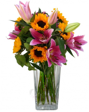 Bouquet of Lillies SG and sunflowers - Lilies, sunflowers