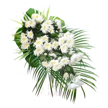 funeral spray - chrysanthemum (bunch), greenery - white chrysanthemum