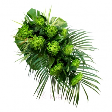 funeral spray - green chrysanthemum (1 piece), greenery - green chrysanthemum