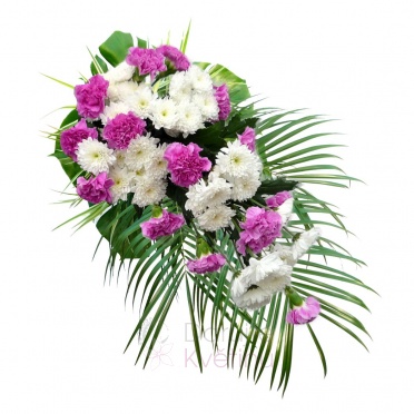 funeral spray - gerberas, carnation, greenery - chrysanthemum, carnation