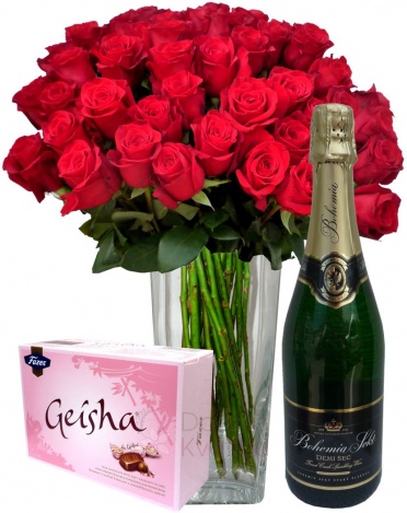 Květinový set 1 - rose, sekt, geisha